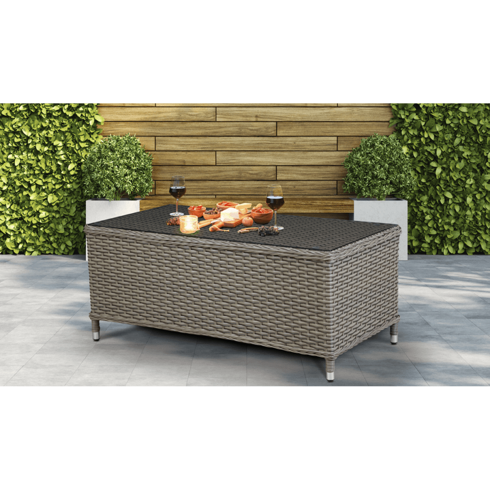 Dellonda Chester Rattan Wicker Outdoor Balcony Table with Tempered Glass Top Model No- DG71