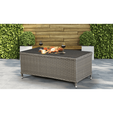 Dellonda Chester Rattan Wicker Outdoor Balcony Table with Tempered Glass Top Model No- DG71