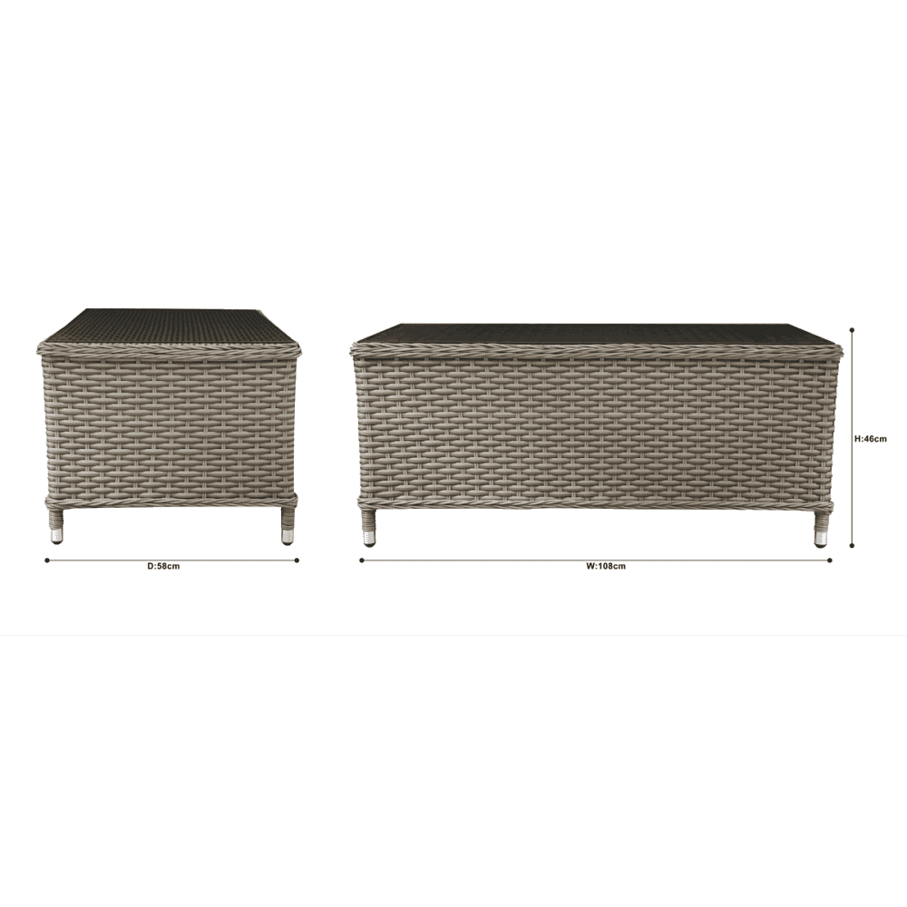 Dellonda Chester Rattan Wicker Outdoor Balcony Table with Tempered Glass Top Model No- DG71