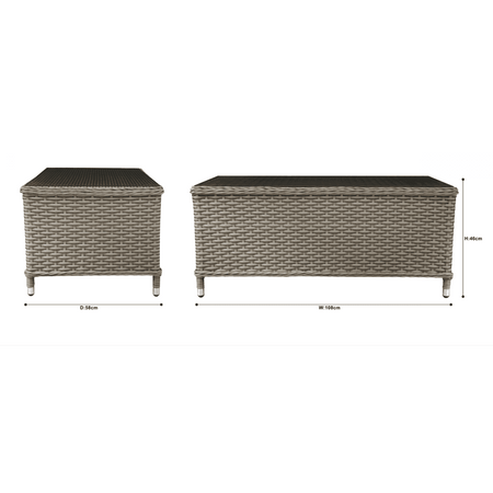 Dellonda Chester Rattan Wicker Outdoor Balcony Table with Tempered Glass Top Model No- DG71