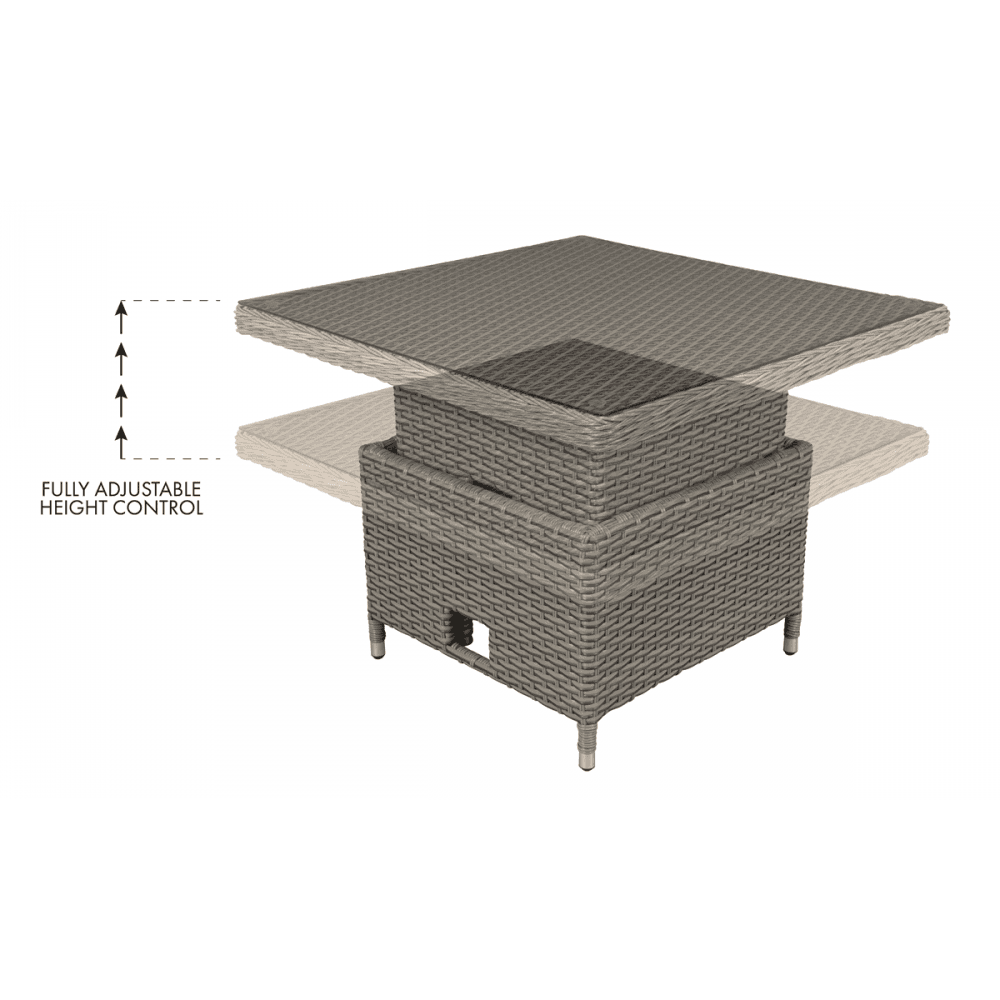 Dellonda Chester Rattan Wicker Adjustable-Height Outdoor Dining Table Model No- DG73