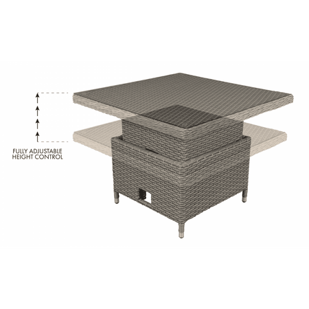 Dellonda Chester Rattan Wicker Adjustable-Height Outdoor Dining Table Model No- DG73