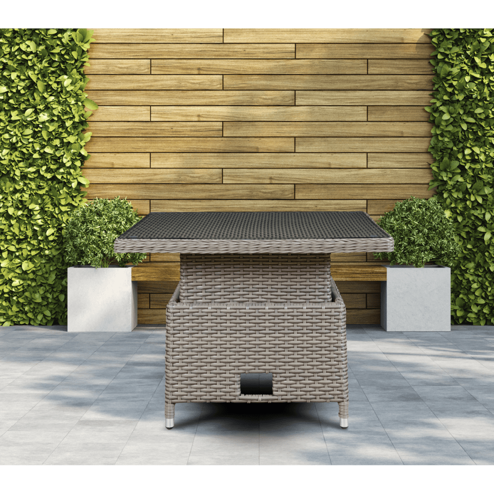 Dellonda Chester Rattan Wicker Adjustable-Height Outdoor Dining Table Model No- DG73