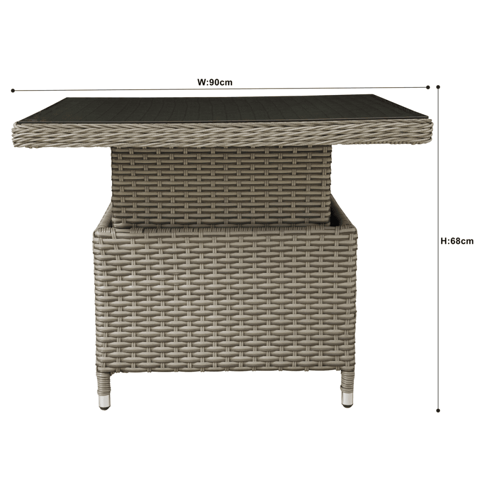 Dellonda Chester Rattan Wicker Adjustable-Height Outdoor Dining Table Model No- DG73