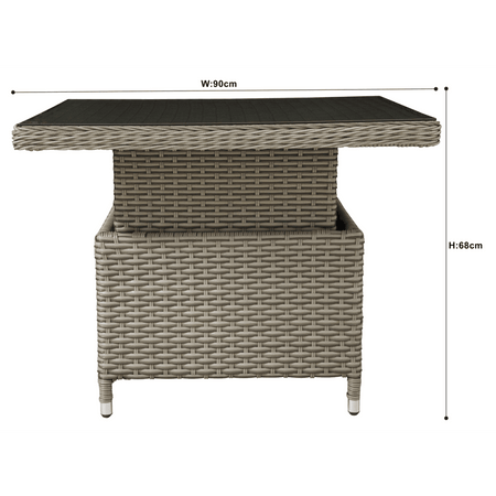 Dellonda Chester Rattan Wicker Adjustable-Height Outdoor Dining Table Model No- DG73