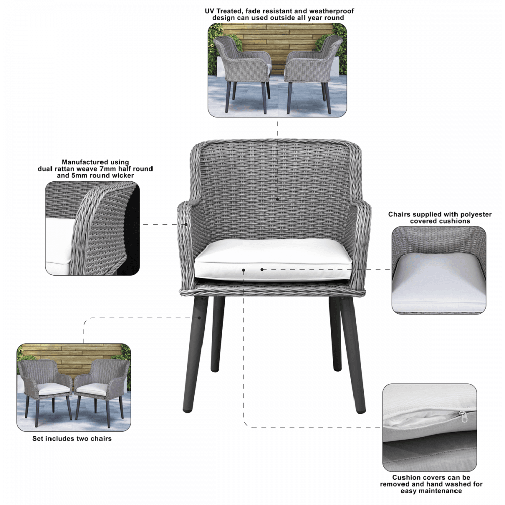 Dellonda Buxton Rattan Wicker Outdoor Chairs Set 2pc Model No- DG76