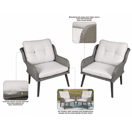 Dellonda Buxton Rattan Wicker Outdoor Chair Set 2pc Model No- DG79
