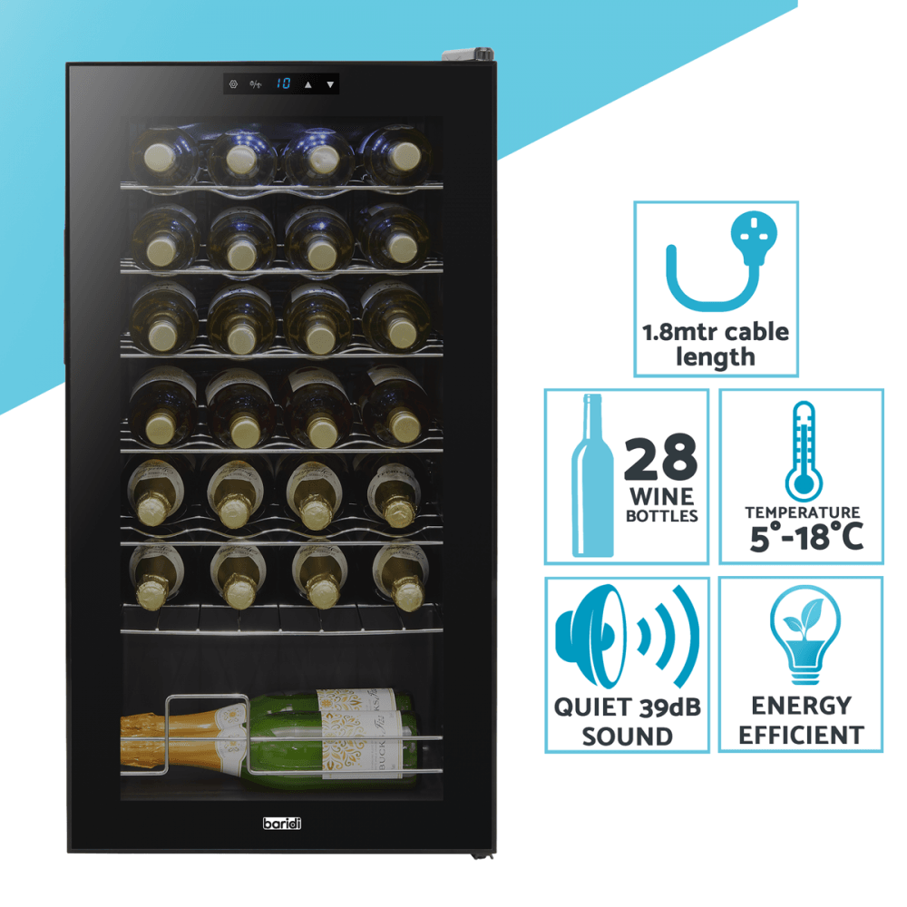 Baridi 28 Bottle Tabletop Wine Fridge & Cooler Model No- DH10
