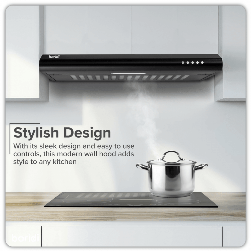 Baridi Visor Cooker Hood Extractor Fan 60cm - Black Model No- DH107