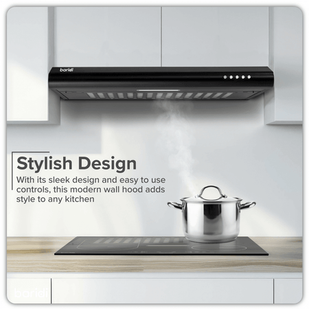 Baridi Visor Cooker Hood Extractor Fan 60cm - Black Model No- DH107