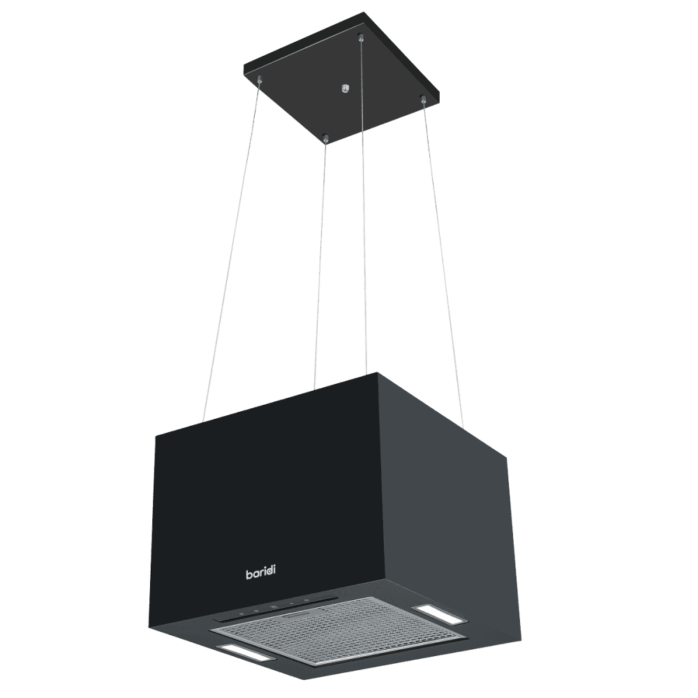 Baridi Square Island Cooker Hood 40cm - Black Model No- DH109