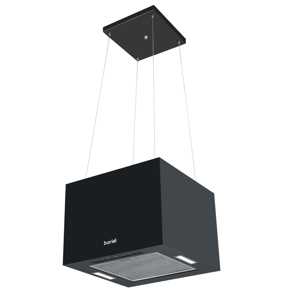 Baridi Square Island Cooker Hood 40cm - Black Model No- DH109