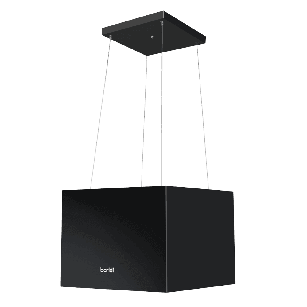 Baridi Square Island Cooker Hood 40cm - Black Model No- DH109