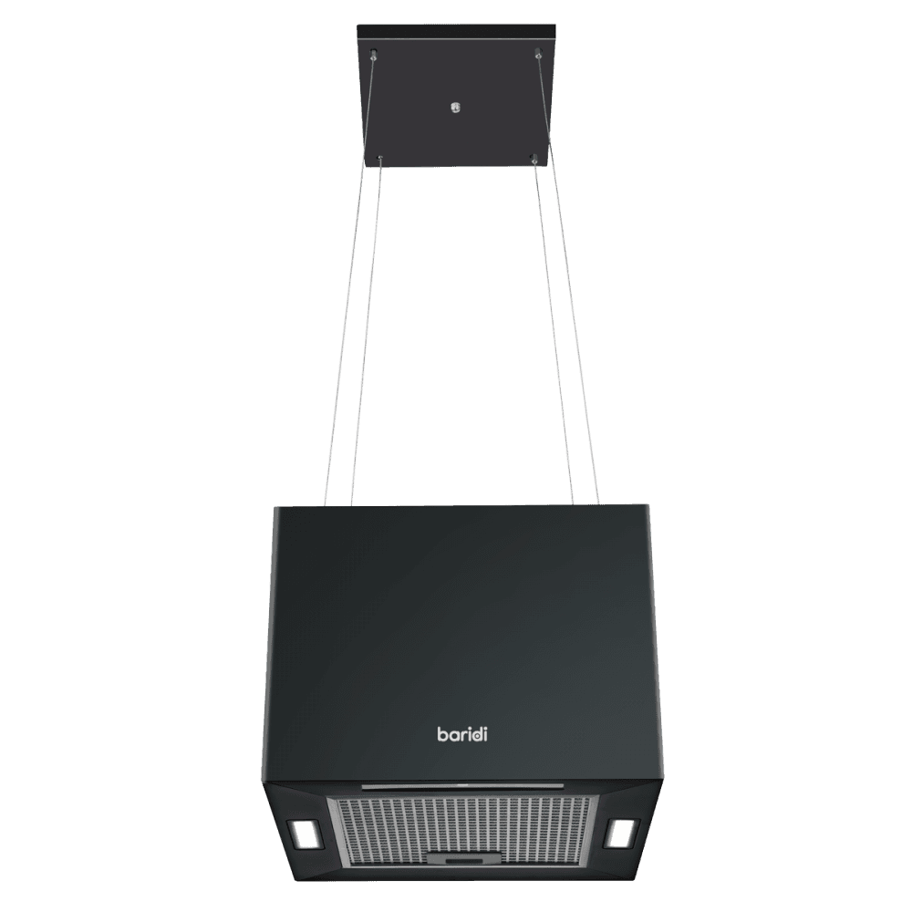 Baridi Square Island Cooker Hood 40cm - Black Model No- DH109