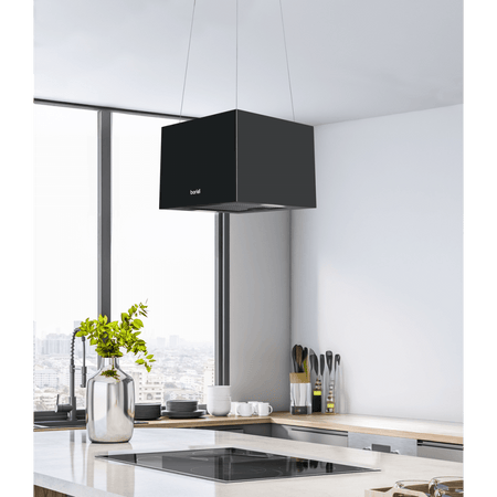 Baridi Square Island Cooker Hood 40cm - Black Model No- DH109