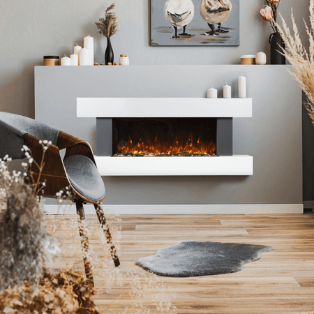Baridi Wall Mounting Electric Fireplace with LED Flame Effect 52" - Grey Model No- DH112
