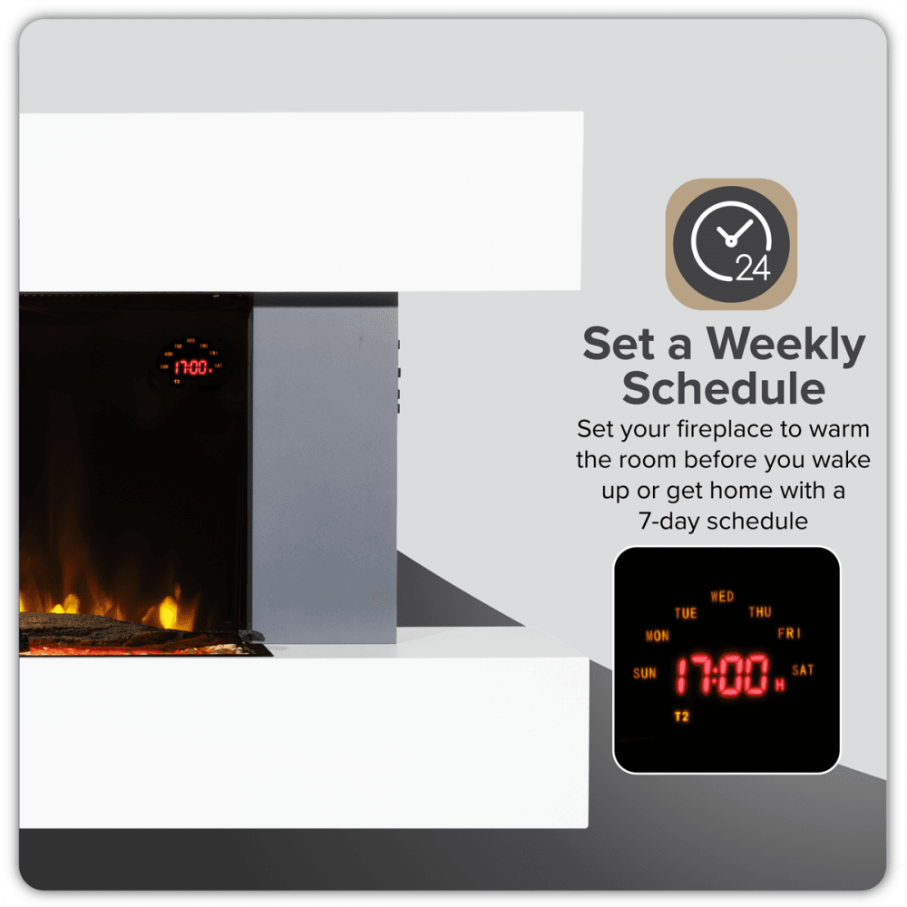 Baridi Wall Mounting Electric Fireplace with LED Flame Effect 52" - Grey Model No- DH112