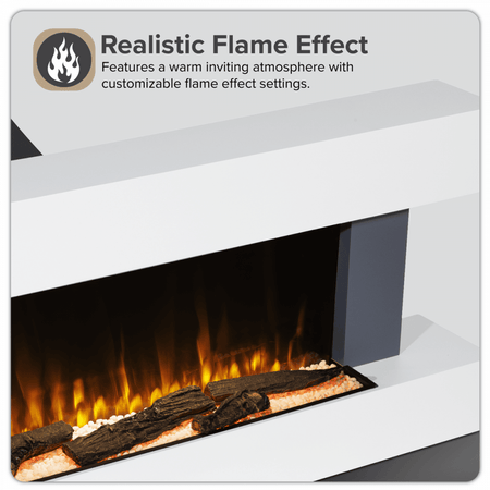 Baridi Wall Mounting Electric Fireplace with LED Flame Effect 52" - Grey Model No- DH112