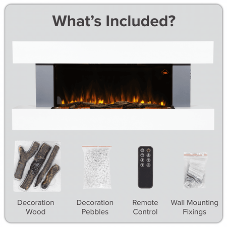 Baridi Wall Mounting Electric Fireplace with LED Flame Effect 52" - Grey Model No- DH112