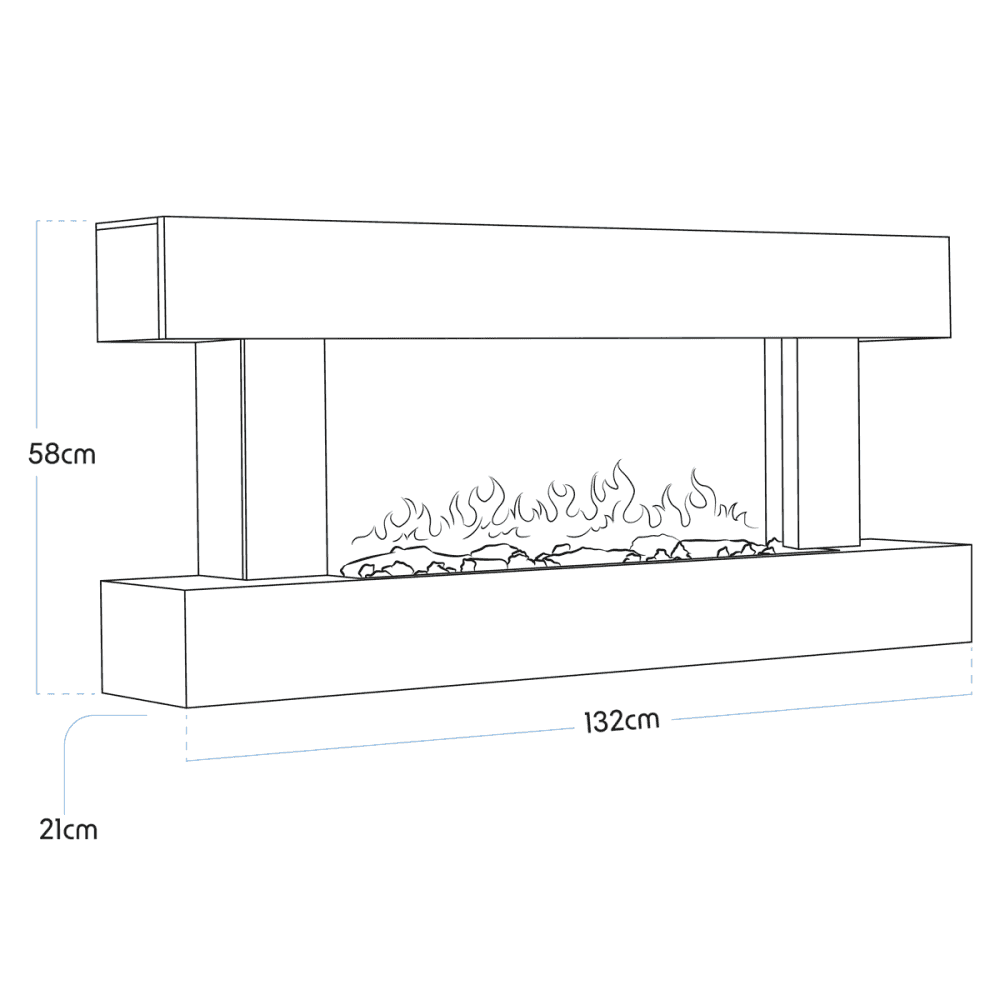 Baridi Wall Mounting Electric Fireplace with LED Flame Effect 52" - Grey Model No- DH112