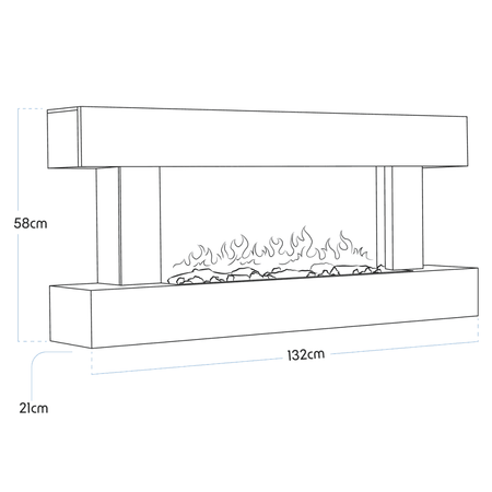 Baridi Wall Mounting Electric Fireplace with LED Flame Effect 52" - Grey Model No- DH112