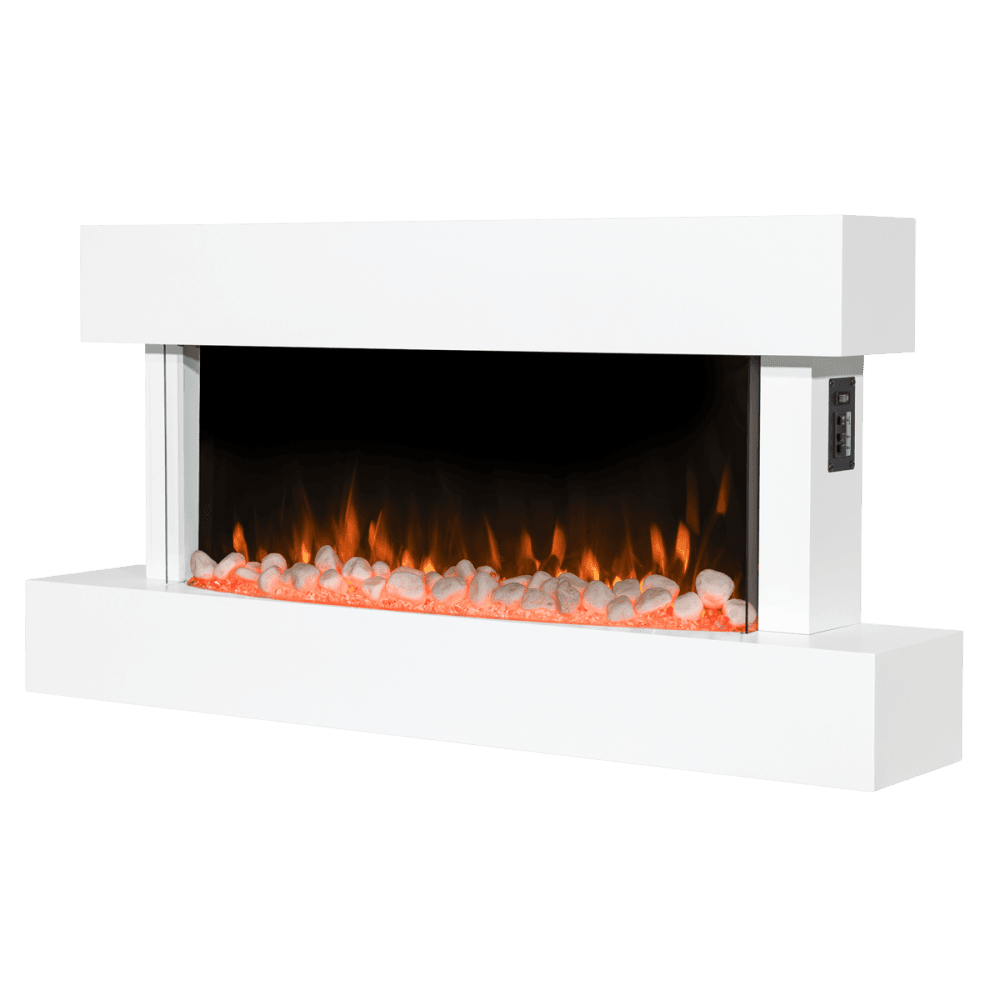 Baridi Wall Mounting Electric Fireplace with LED Flame Effect 46" - White Model No- DH113