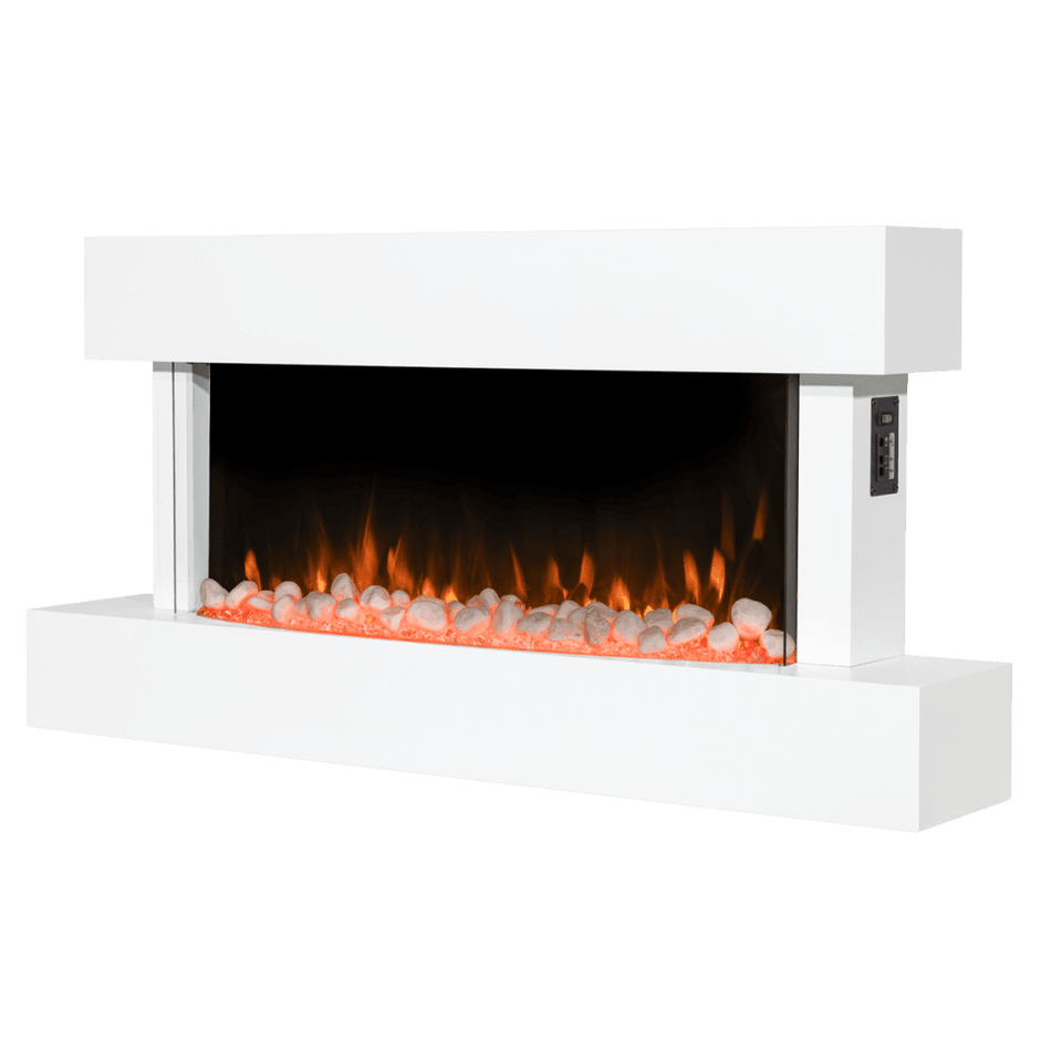 Baridi Wall Mounting Electric Fireplace with LED Flame Effect 46" - White Model No- DH113