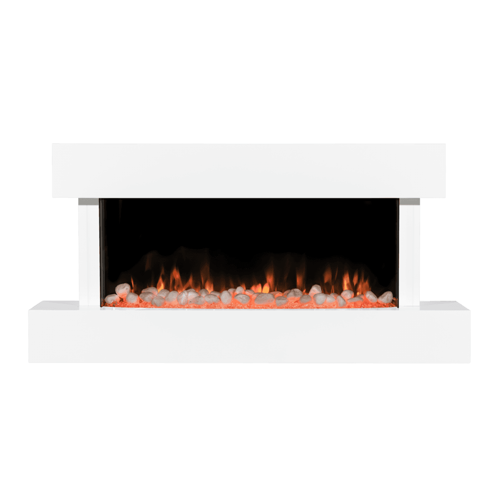 Baridi Wall Mounting Electric Fireplace with LED Flame Effect 46" - White Model No- DH113