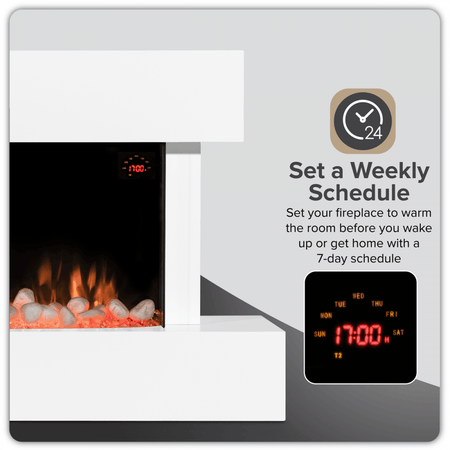 Baridi Wall Mounting Electric Fireplace with LED Flame Effect 46" - White Model No- DH113