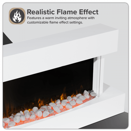 Baridi Wall Mounting Electric Fireplace with LED Flame Effect 46" - White Model No- DH113