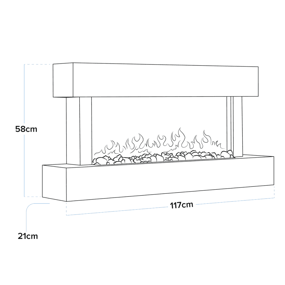 Baridi Wall Mounting Electric Fireplace with LED Flame Effect 46" - White Model No- DH113
