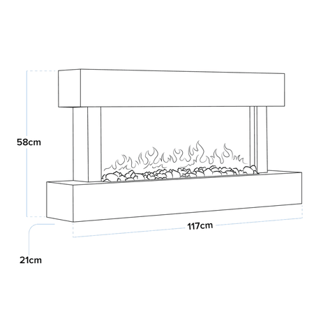 Baridi Wall Mounting Electric Fireplace with LED Flame Effect 46" - White Model No- DH113