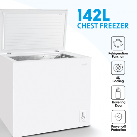 Baridi Freestanding Chest Freezer 142L Capacity - White Model No- DH120