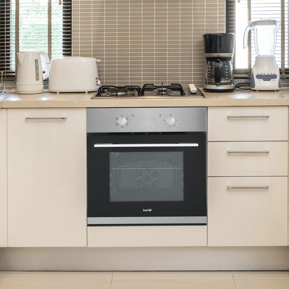 Baridi Integrated Fan-Assisted Electric Oven 60cm 55L Capacity - Black/Stainless Steel Model No- DH125