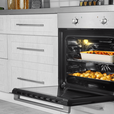 Baridi Integrated Fan-Assisted Electric Oven 60cm 55L Capacity - Black/Stainless Steel Model No- DH125