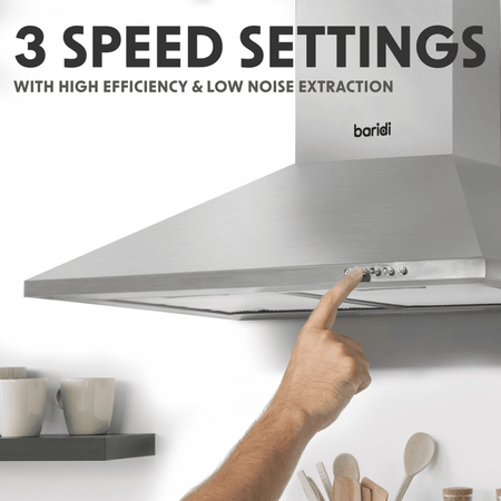 Baridi Cooker Hood with Carbon Filters 60cm - Stainless Steel Model No- DH126