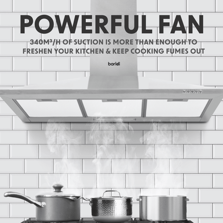 Baridi Cooker Hood with Carbon Filters 90cm - Stainless Steel Model No- DH127