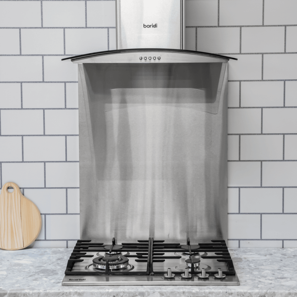 Baridi Curved Glass Cooker Hood with Carbon Filters & LED Lights 60cm - Stainless Steel Model No- DH128