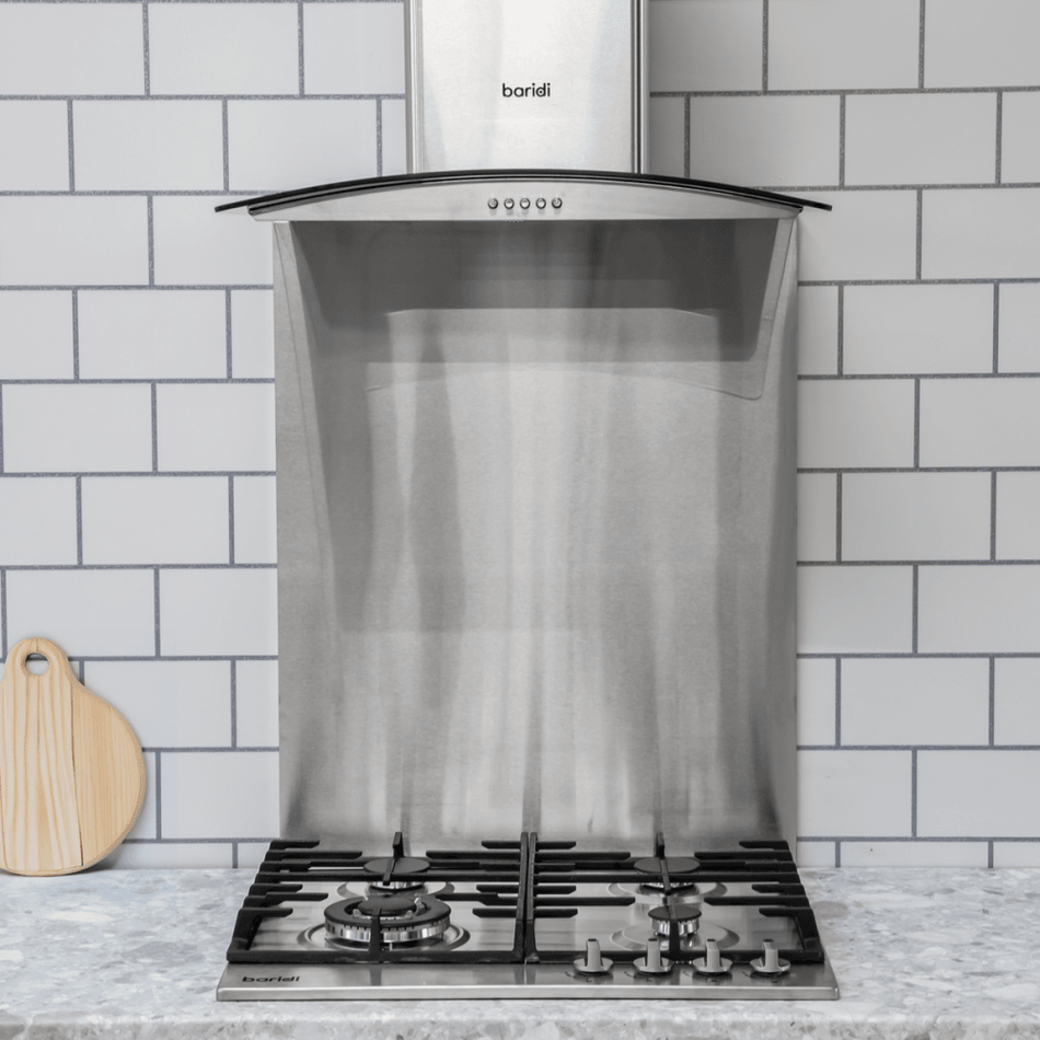 Baridi Curved Glass Cooker Hood with Carbon Filters & LED Lights 60cm - Stainless Steel Model No- DH128
