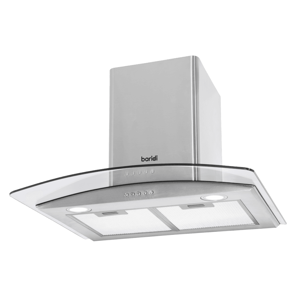 Baridi Curved Glass Cooker Hood with Carbon Filters & LED Lights 60cm - Stainless Steel Model No- DH128