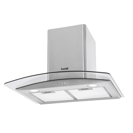Baridi Curved Glass Cooker Hood with Carbon Filters & LED Lights 60cm - Stainless Steel Model No- DH128