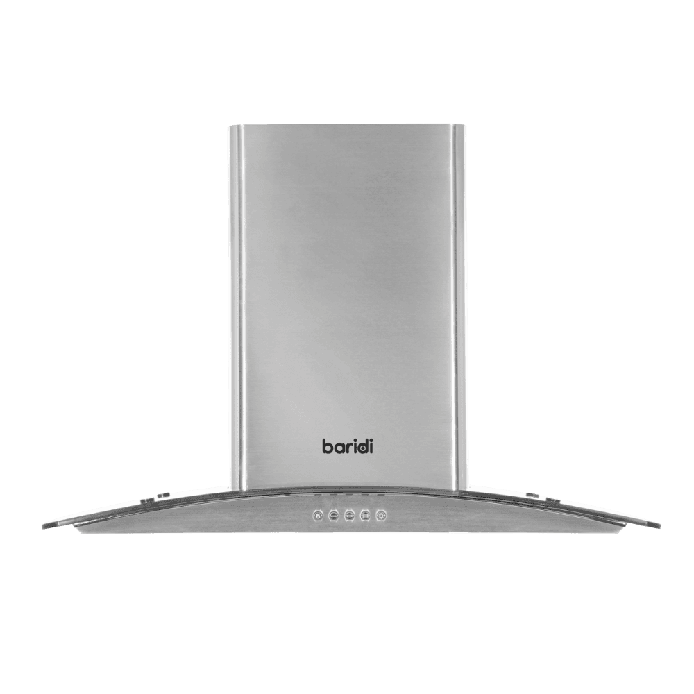 Baridi Curved Glass Cooker Hood with Carbon Filters & LED Lights 60cm - Stainless Steel Model No- DH128