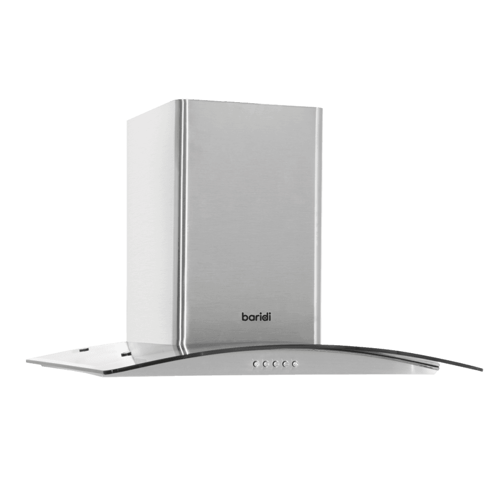 Baridi Curved Glass Cooker Hood with Carbon Filters & LED Lights 60cm - Stainless Steel Model No- DH128