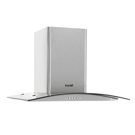 Baridi Curved Glass Cooker Hood with Carbon Filters & LED Lights 60cm - Stainless Steel Model No- DH128