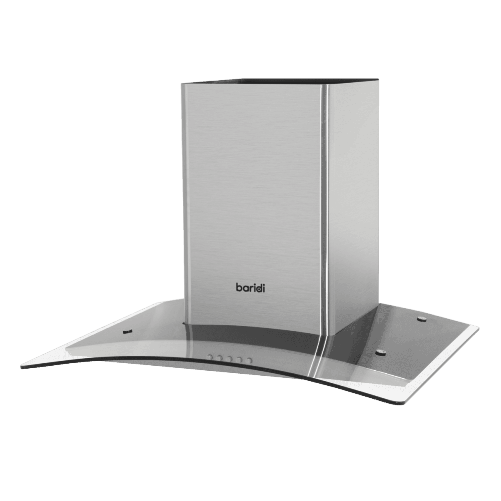 Baridi Curved Glass Cooker Hood with Carbon Filters & LED Lights 60cm - Stainless Steel Model No- DH128