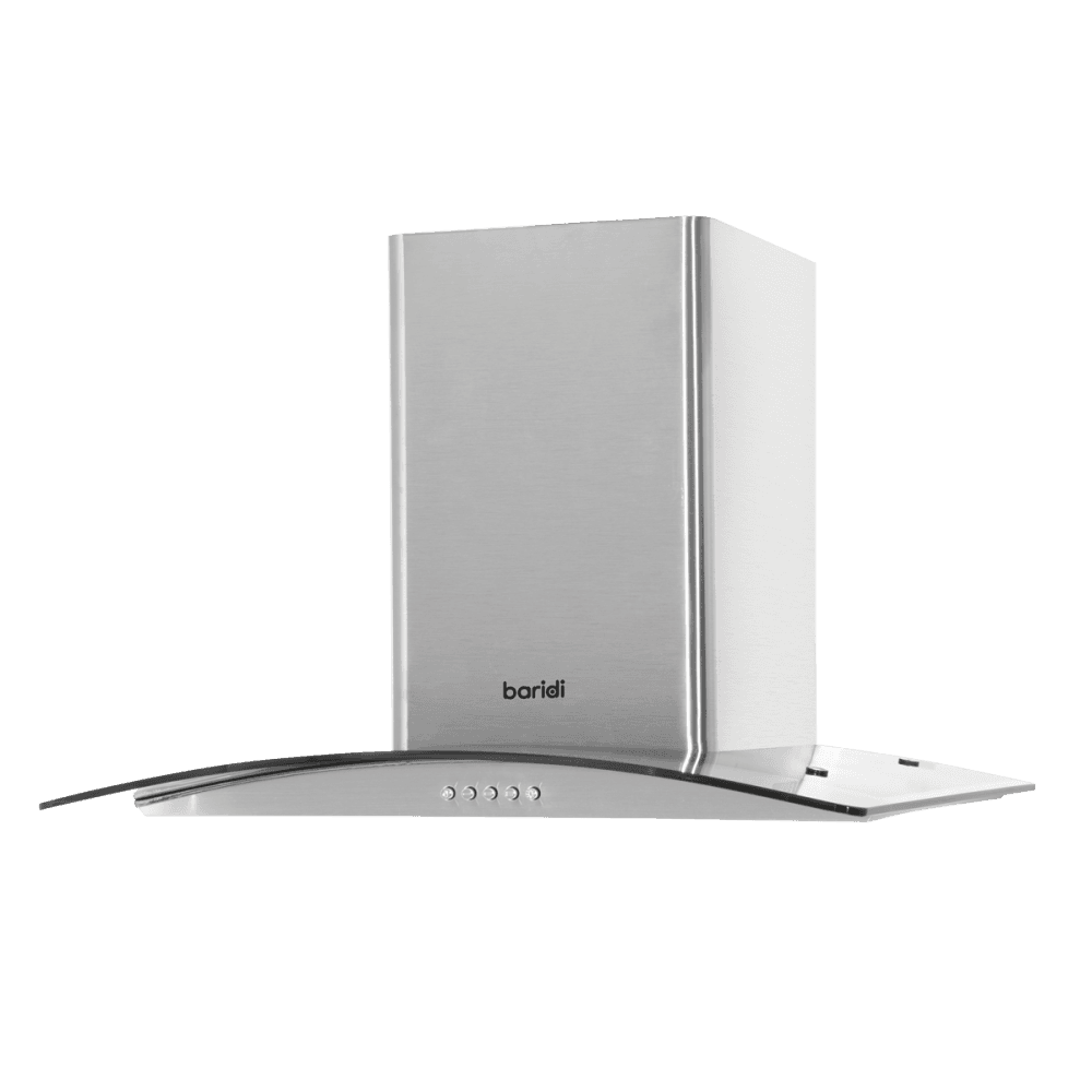 Baridi Curved Glass Cooker Hood with Carbon Filters & LED Lights 60cm - Stainless Steel Model No- DH128