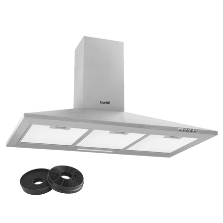 Baridi Curved Glass Cooker Hood with Carbon Filters & LED Lights 60cm - Stainless Steel Model No- DH128