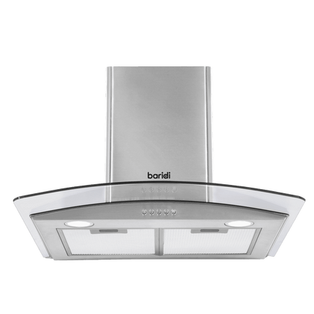 Baridi Curved Glass Cooker Hood with Carbon Filters & LED Lights 60cm - Stainless Steel Model No- DH128