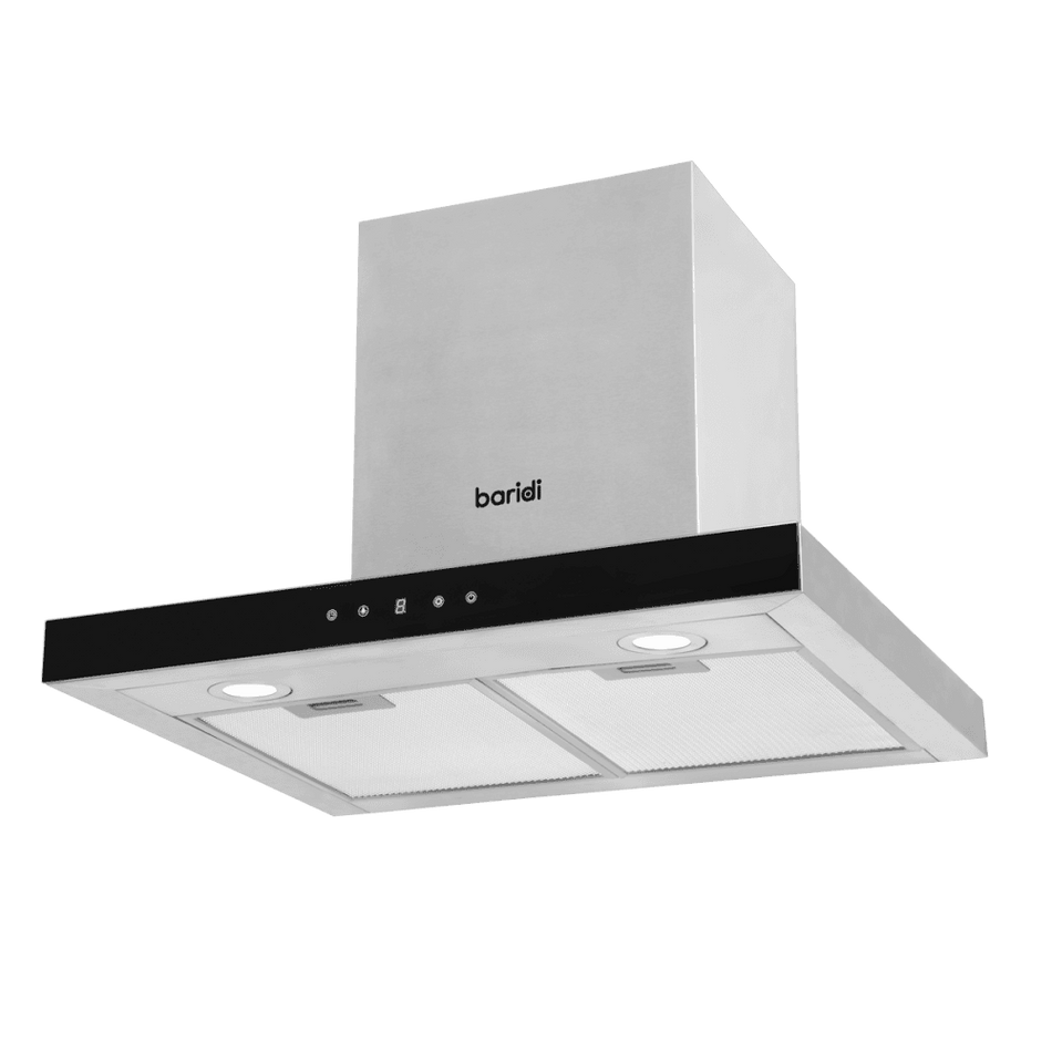 Baridi T-Shape Chimney Cooker Hood with Carbon Filters 60cm - Stainless Steel Model No- DH130