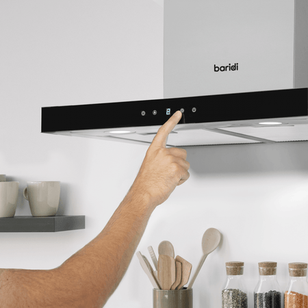 Baridi T-Shape Chimney Cooker Hood with Carbon Filters 60cm - Stainless Steel Model No- DH130